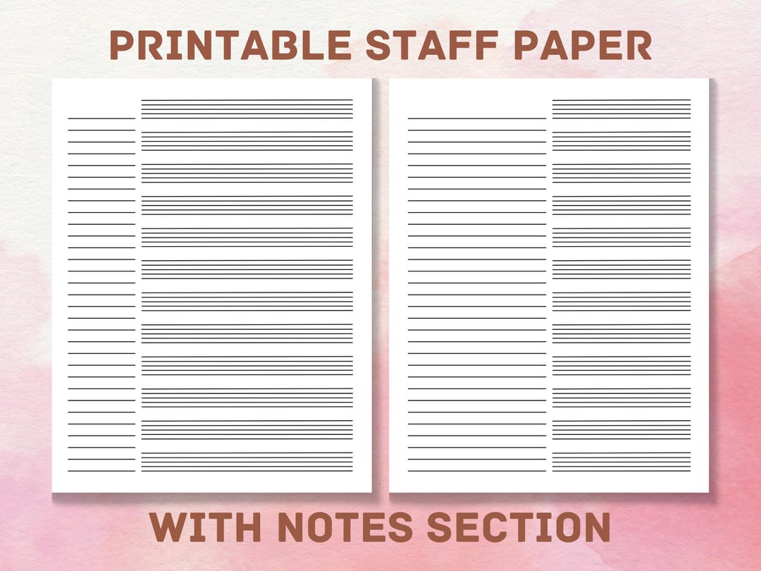Printable Sheet Music Paper With Notes Paper | US Letter Instant Download | Music Staff Paper ...