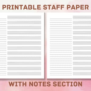 Papel de partitura para impressão com papel de notas | Download instantâneo de carta dos EUA | Papel de pauta musical em PDF