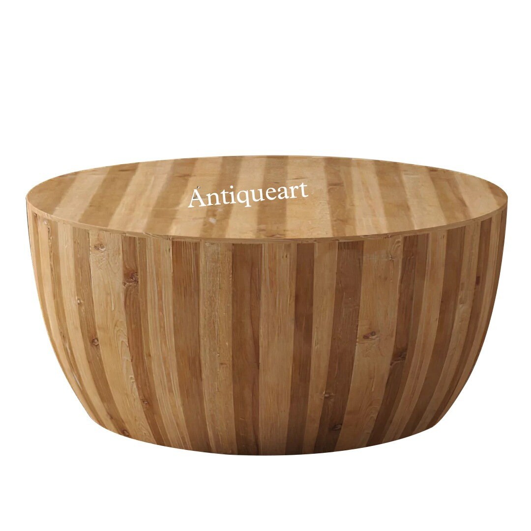 Wooden Drum Coffee Table Etsy