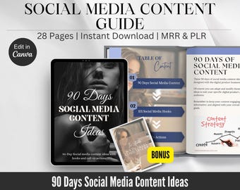 Ideeën voor content voor sociale media MRR PLR| PDF groeistrategie voor sociale media | Gids voor sociale media-inhoud | E-boek contentstrategie voor Instagram