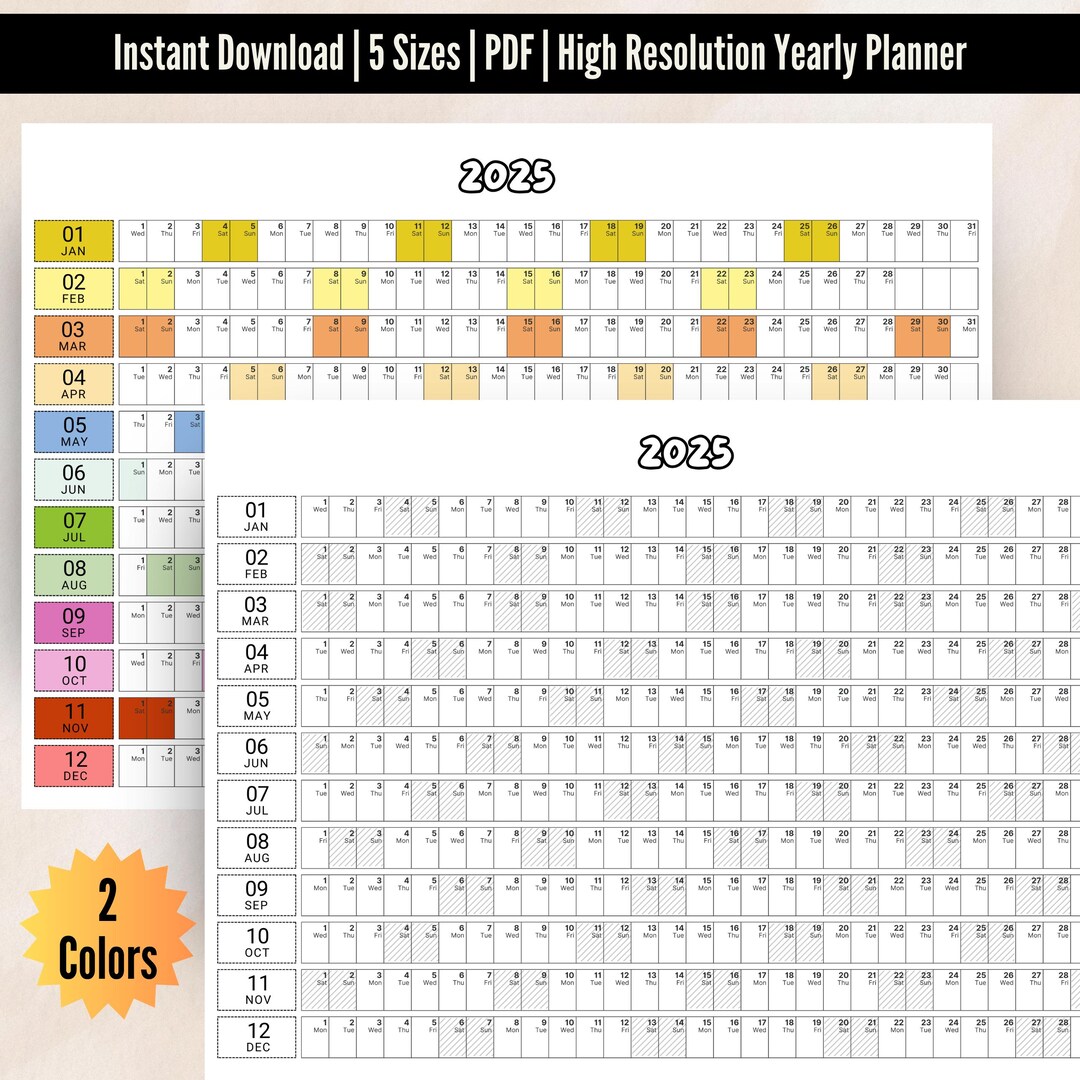Buy 2025 Printable Year Planner, 2025 Digital Planner, 2025 Yearly