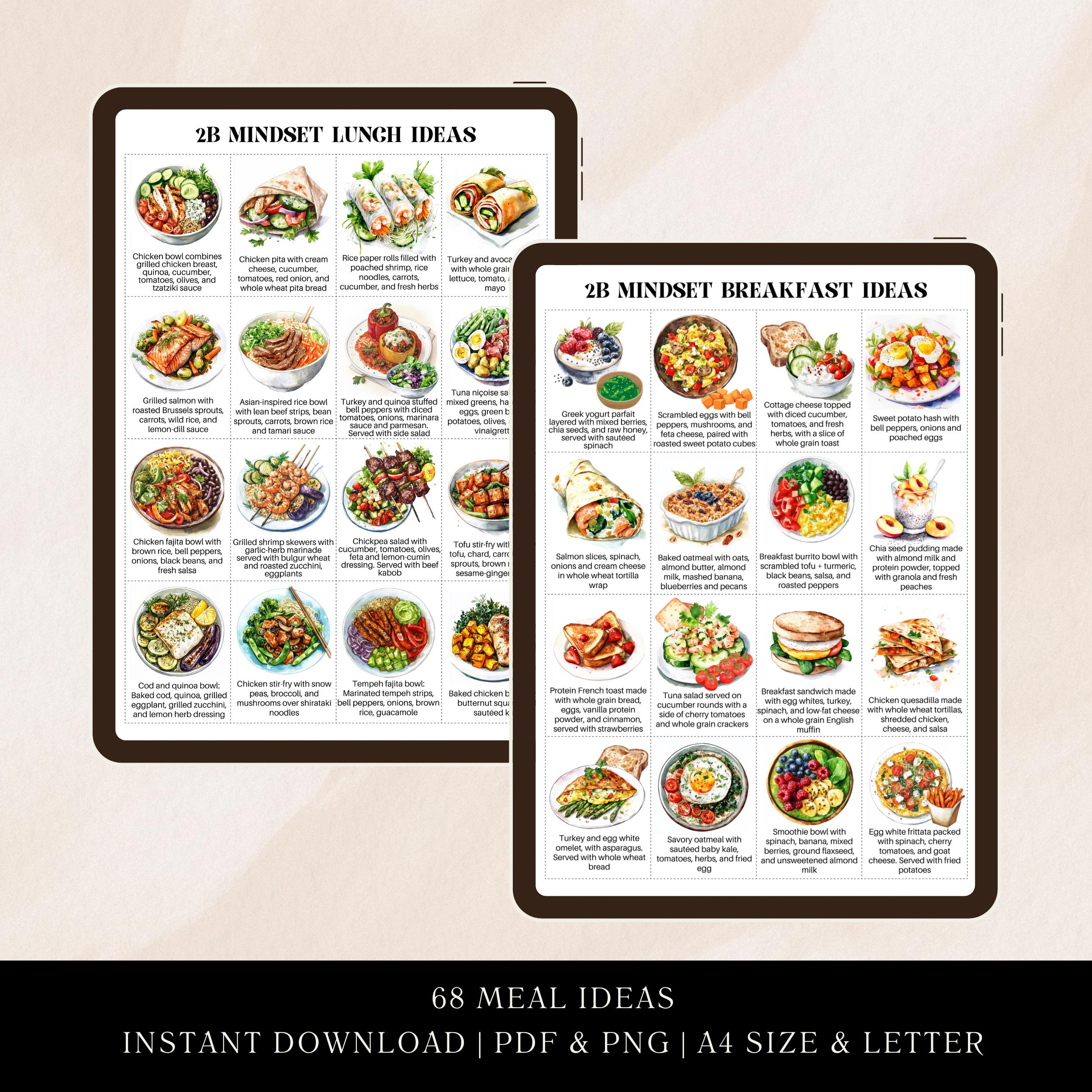 2B Mindset Printable Meal Ideas for 2B Mindset Meal Plan, Bodi Weight ...