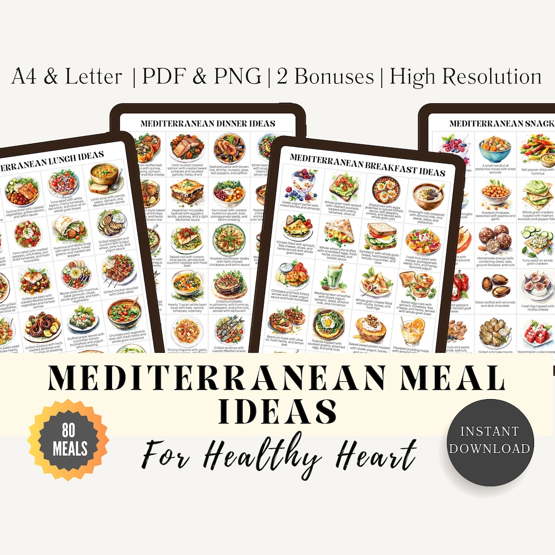 80 Heart Healthy Meal Ideas for Mediterranean Diet Meal Plan & Grocery ...