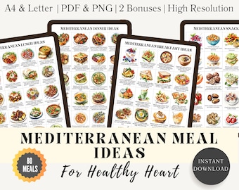 80 Heart Healthy Meal Ideas For Mediterranean Diet Meal Plan & Grocery, Mediterranean Diet Chart Food List PDF, For Heart Disease Awareness