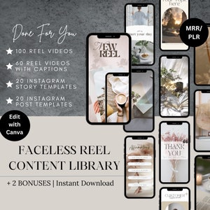 Done For You Faceless Instagram Reels Content Videos With Master Resell Rights | Faceless Marketing PLR Digital Products Best Seller