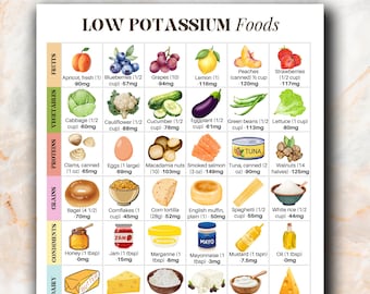 Low Potassium Foods Chart PDF | Renal Diet Food Chart | Kidney Friendly Foods | Low Potassium Food List