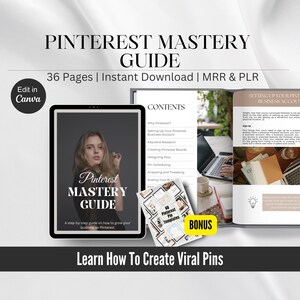 Pinterest Guide Ebook For Business with Master Resell Rights | Pinterest Marketing Course PLR | Bonus Pinterest Pin Templates