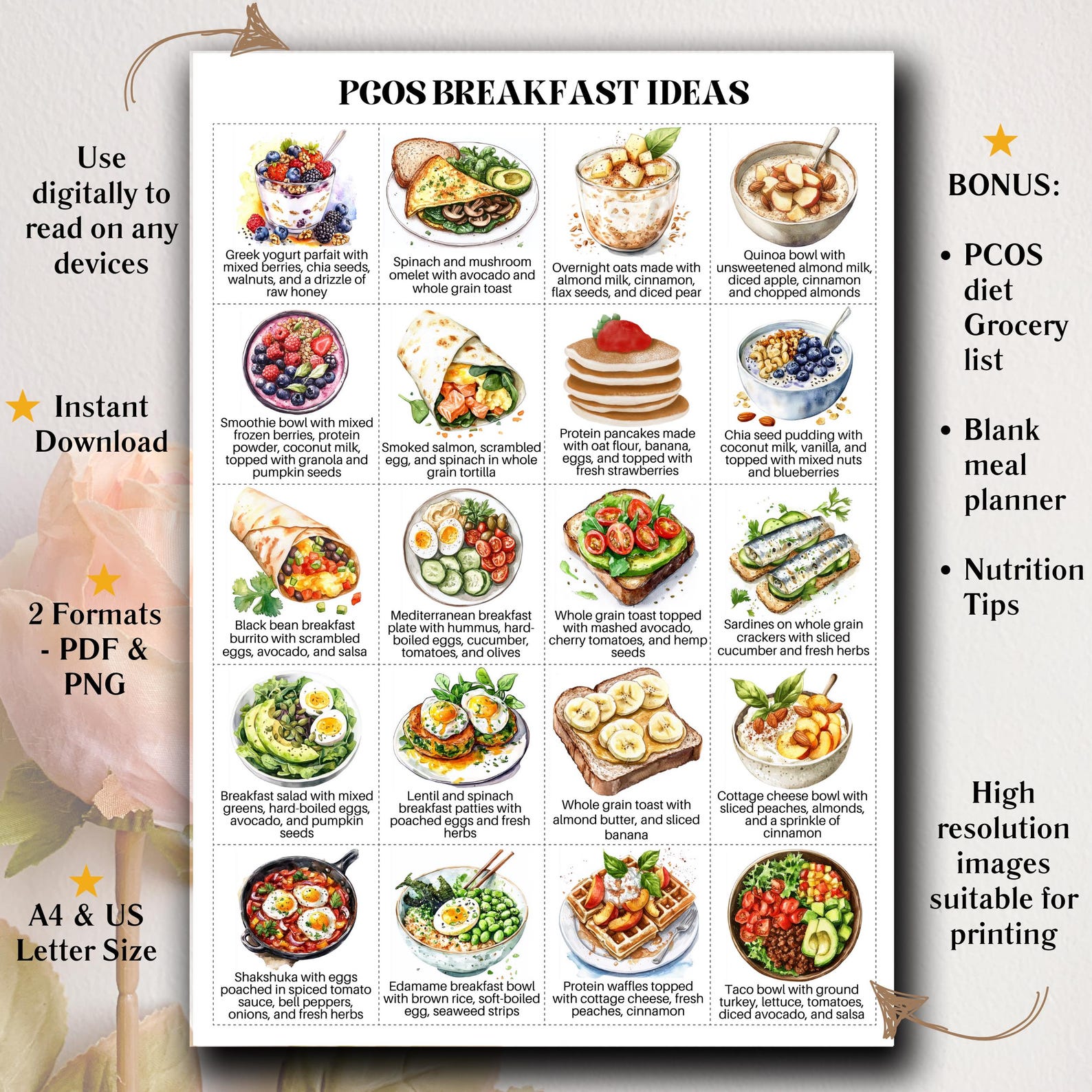 Pcos Menu 80 PCOS Meal Ideas for Polycystic Ovary Syndrome Meal Plan, PCOS ...
