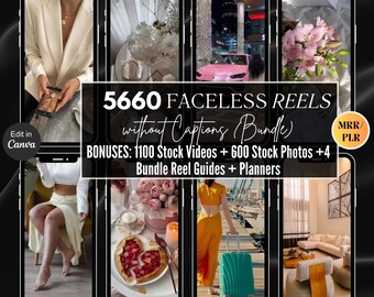 Luxury Faceless Reels MRR Bundle , Faceless Videos For Reels PLR , Faceless TikTok , Faceless YouTube , Faceless Reels Aesthetic Canva