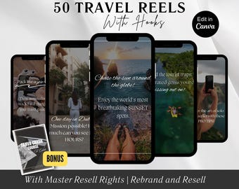 Travel Reels with Hooks with Master Resell Rights, Faceless Travel Reel Covers, Luxury Travel Videos for Travel Marketing, Beach Reels