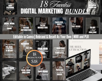 Faceless Digital Marketing Course Bundle with Master Resell Rights, Faceless Marketing Guide MRR , Faceless Marketing Lead Magnet PLR