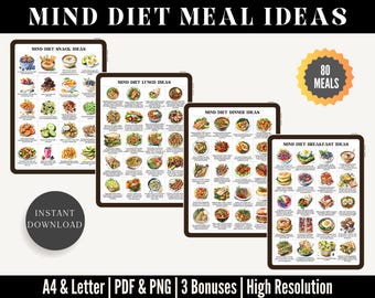 80 MIND Diet Meal Ideas For MIND Diet Meal Plan, MIND Diet Food Guide For Brain Health And Dementia, Alzheimer, Bonus Mind Diet Grocery List