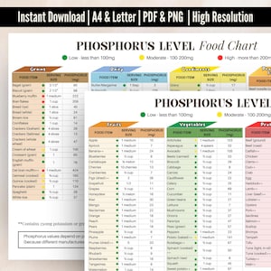 Phosphorus Food List, Phosphorus Diet Printable Poster, High Phosphorus Foods To Avoid, Nutrition Guide For Kidney Disease