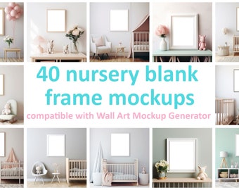 Paquete de maquetas de marcos de guardería: maqueta en el interior, maqueta de guardería, maqueta de pared en blanco estilo boho, habitación para niños, Generador de maquetas de arte de pared