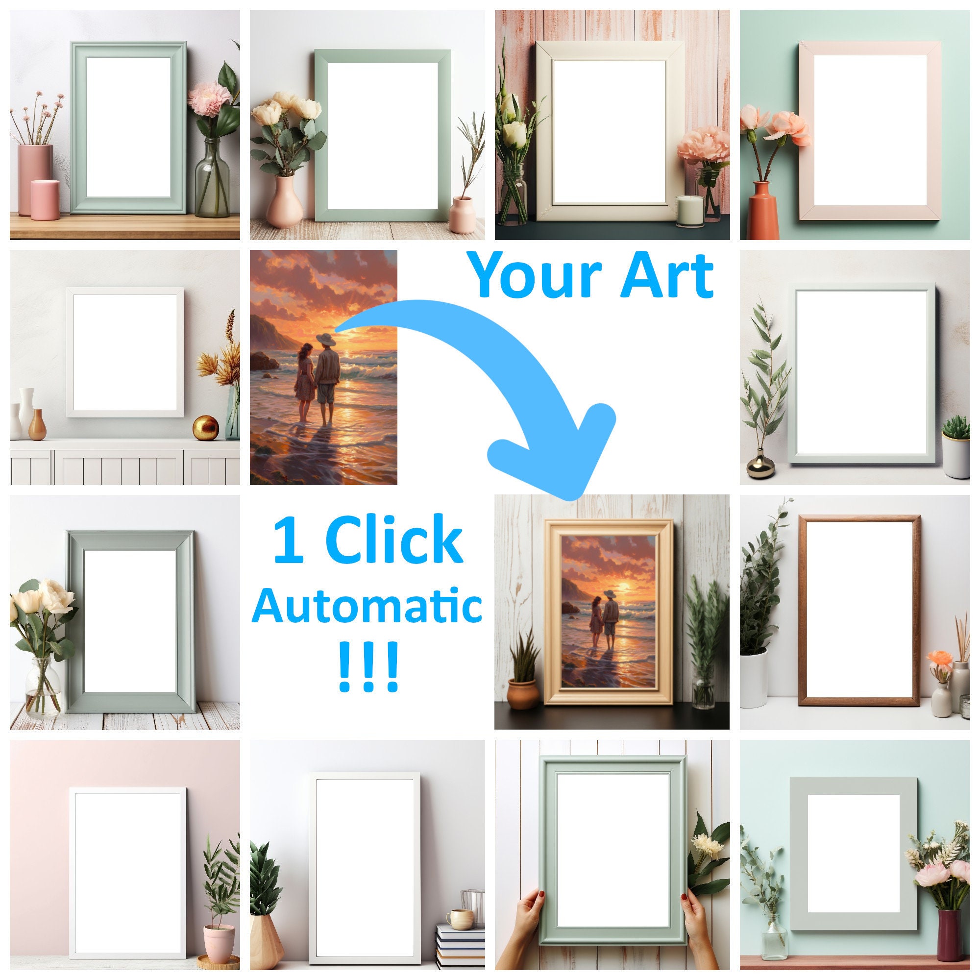 Buy Front Mock-up of a Framed Art Print on a Pastel Colour Wall Online in  India 