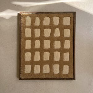 Made to Order Tufted Wall Art — Pebble Grid Pattern — Japandi decor — Wool & Acrylic in Beech Wood Frame — Custom Color — Handmade