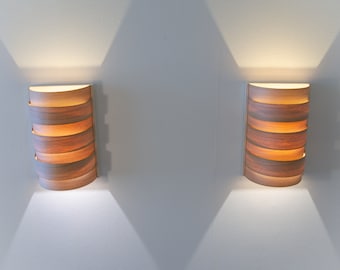 Wall lamp set - Wood Veneer Wall Lamps - Wooden Led Wall Sconces | Sconces wall lamps set of 2  Light Fixtures - Bedside sconces - Sconces