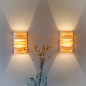 Wall lamp set - Maple veneer wall sconces - Led wall light fixture - Wooden wall lamp set - Indoor wooden wall lamps - Bedside bedroom lamps