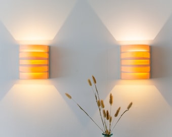 Wall lamp set - Wallsconces - Led wall lamp - Wall-mounted sconce - Livingroom wall lights - Wooden wall sconce - Wooden wall lamp set