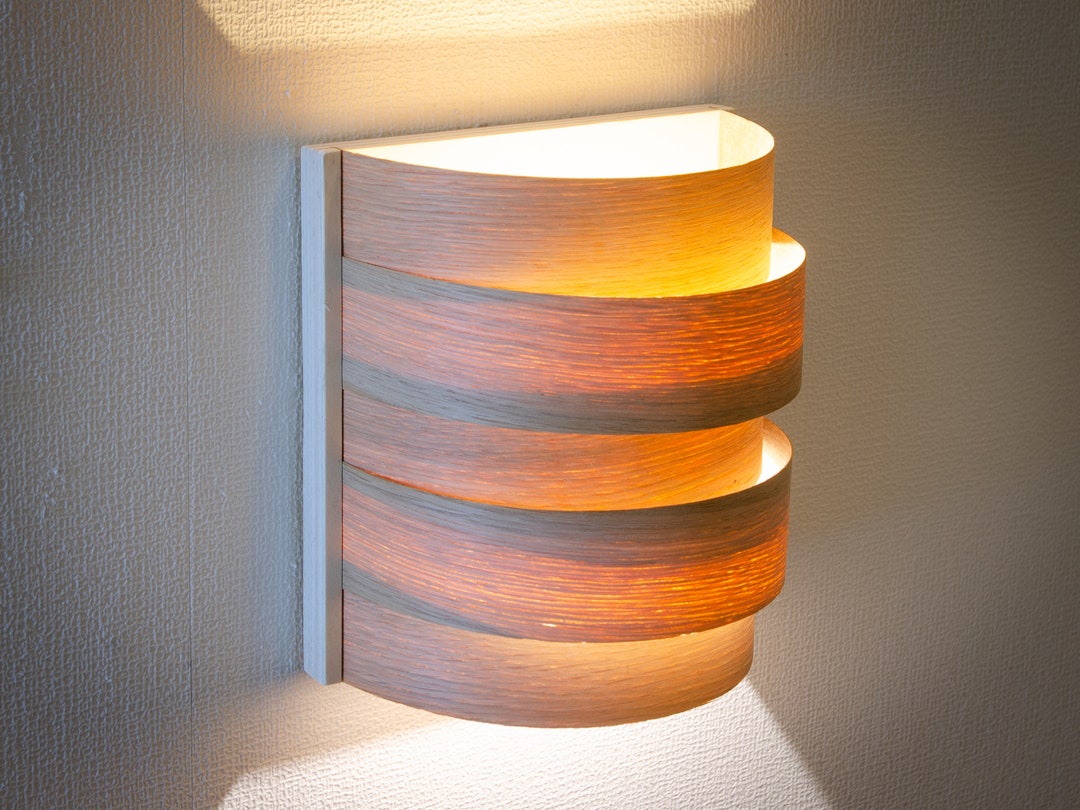 Oak Wood Led Wall Sconce Warm Illuminated Wood Veneer Lamp Etsy