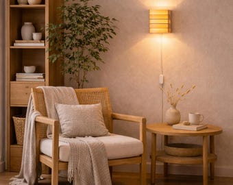 Hallway Wall Lamp | Ash Veneer Wall Light | Plug In Lighting