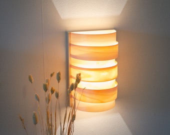 Wall sconce - wooden wall lamp - bedroom bedside lamp - wooden led wall light fixture - natural ambient warm light - indoor wall lighting