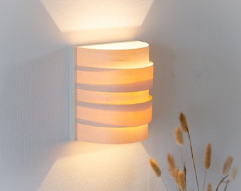 Wood veneer lamp - Wood veneer sconce - Living room lamp - Bedside lamp - Nightstand lamp - LED wall lamp - Bedroom wall light - home decor