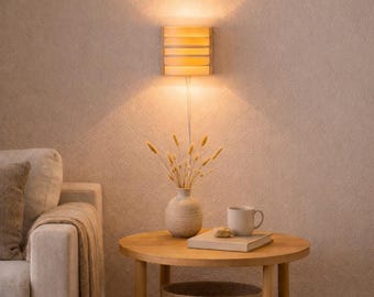 Living Room Wall Lamp | Ash Veneer Wooden Wall Light | Plug In Sconce