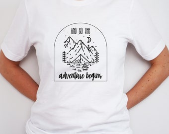 Adventure Begins Camping Shirt: Retro Outdoor Trip Tee