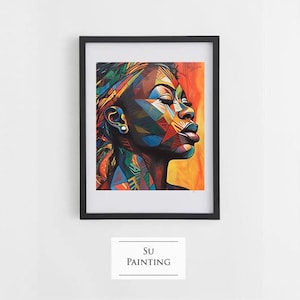 Digital abstraction painting of an African woman