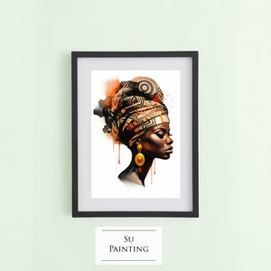 Digital oil painting of an African with traditional clothes | printable art