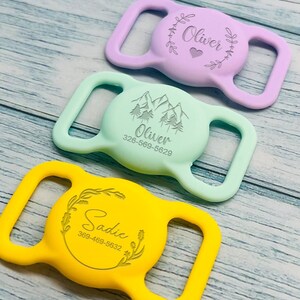 Dog Collar AirTag Case,Personalized Engraved AirTag Holder,Silicone AirTag Case,Slide On Dog Tag AirTag Case,Dog ID Name Tag,Pet Collar Tag