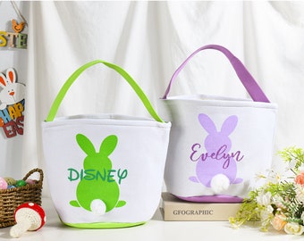 Custom Kids Easter Basket, Boy & Girl Easter Basket, Easter Tote, Spring Basket, Personalized Easter Basket With Name, Easter Bunny Basket