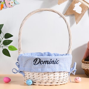 Personalized Easter Basket Liner,Monogram Easter Basket,Custom Basket Liner with Name,Seersucker Easter Basket Liner for Boy Girl Child Kid