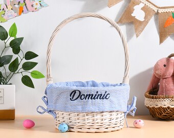 Personalized Easter Basket Liner,Monogram Easter Basket,Custom Basket Liner with Name,Seersucker Easter Basket Liner for Boy Girl Child Kid