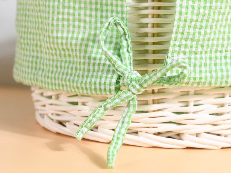 Personalized Easter Basket Liner, Kids Seersucker Fabric Basket Liner Embroidered Name or Monogram, Easter Bunny Tote, Boy & Girl Easter Bag image 8