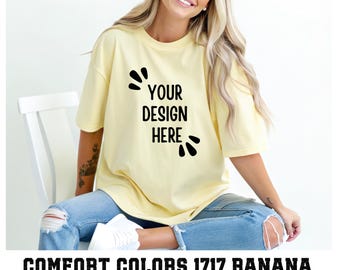 Banana Comfort Colors Mockup C1717, Banana Comfort Colors Mockup, Banana Shirt Mockup 1717, Fashion Mockup, Mockup 1717, Yellow Shirt Mockup