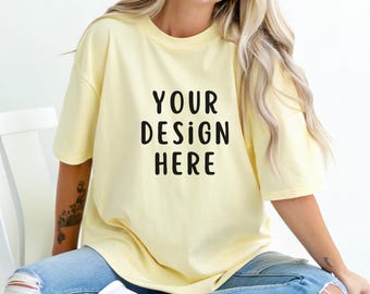 Banana Comfort Colors Mockup C1717, Banana Comfort Colors Mockup, Banana Shirt Mockup 1717, Fashion Mockup, Mockup 1717, Yellow Shirt Mockup