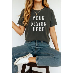 Pepper Comfort Colors T-Shirt Mockup, High-Resolution Realistic Mockup for Custom Designs, Instant Download, Pepper Comfort Colors Mockup