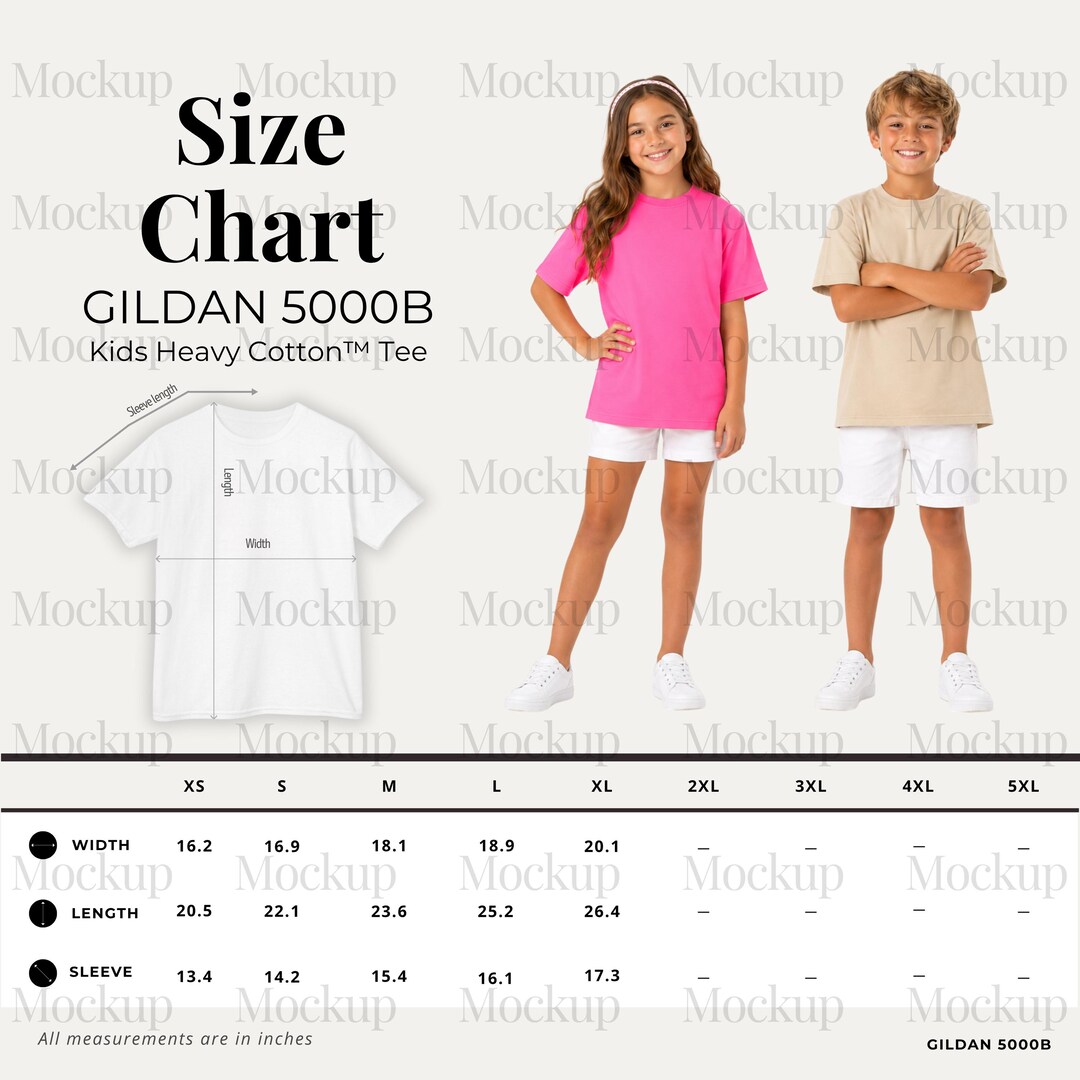 Gildan 5000B Size Chart PNG Youth T Shirt Size Guide Kids Tee Sizing ...