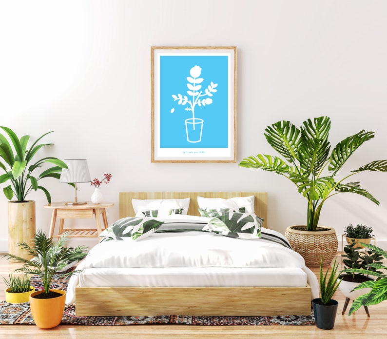 Botanical illustrations Spring edition A2 wall art minimalistic design motivational quotes pot plants instant download image 5