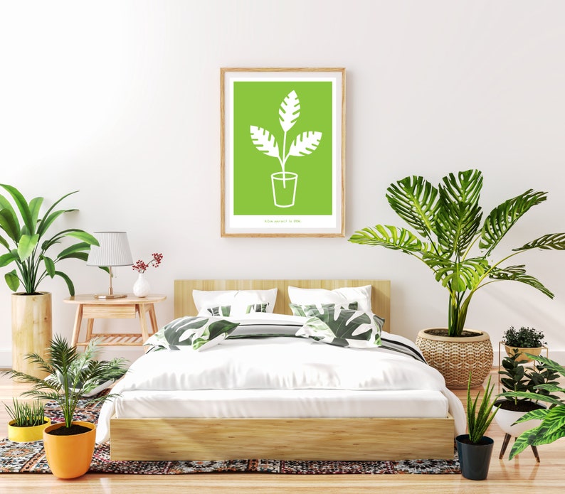 Botanical illustrations Spring edition A2 wall art minimalistic design motivational quotes pot plants instant download image 1
