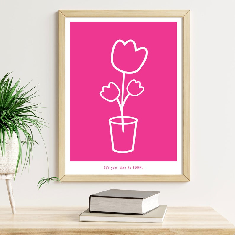 Botanical illustrations Spring edition A2 wall art minimalistic design motivational quotes pot plants instant download image 2