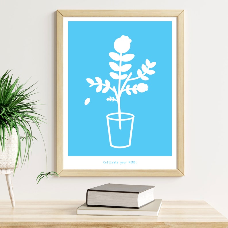 Botanical illustrations Spring edition A2 wall art minimalistic design motivational quotes pot plants instant download image 8