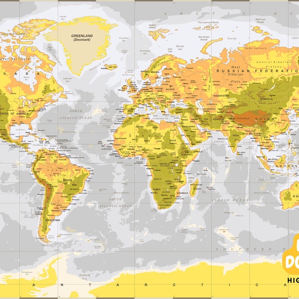 Detailed vintage world map, digital download, High resolution, Edible file