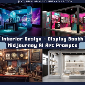 Interior Design Midjourney AI Art Prompts - Commercial Display Booth Design / Brand Marketing | Digital Art Instant Access | Copy/Paste