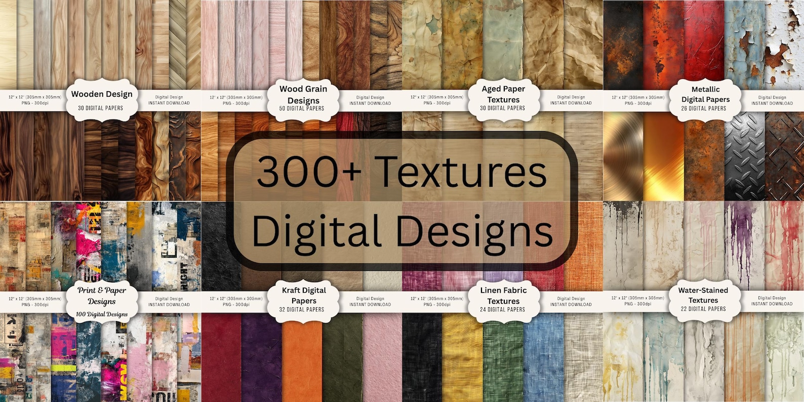300+ Textures Bundle for Junk Journal & Scrapbooking – Aged Paper ...