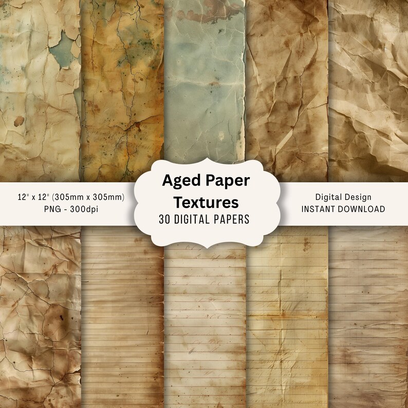 300+ Textures Bundle for Junk Journal & Scrapbooking – Aged Paper ...