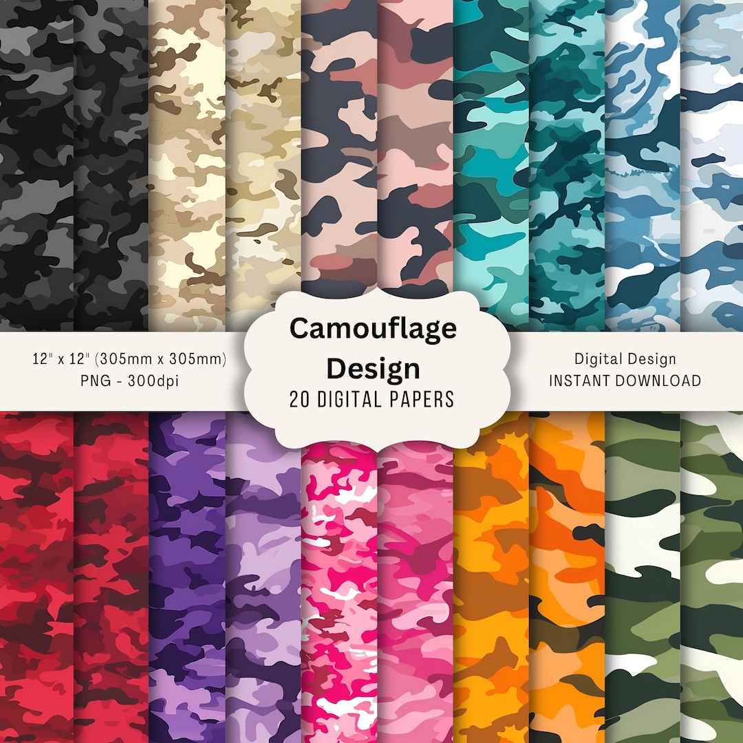 Camouflage Digital Paper – 20 Camo PNG Patterns (digital Download) - Etsy