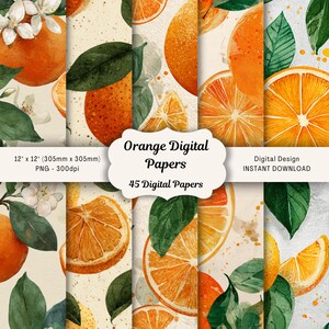 Digitalt papper med akvarellfärger, citrusblommor i PNG-format (digital nedladdning)